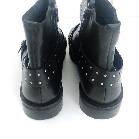 Topshop Amy Black Studded Buckle Ankle Booties - Picture 6 of 9